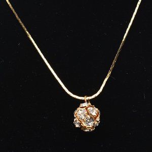 Disco Ball Rhinestone Pendant Necklace